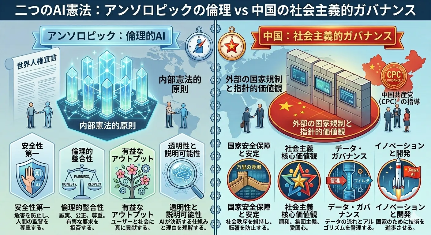 Thumbnail for 二つのAI憲法：アンソロピックの倫理学 vs 中国の社会主義的ガバナンス